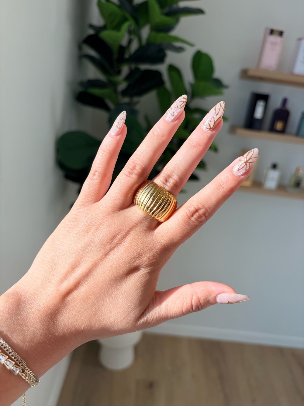 Ribbed Gold Dome Ring - Women's Jewelry